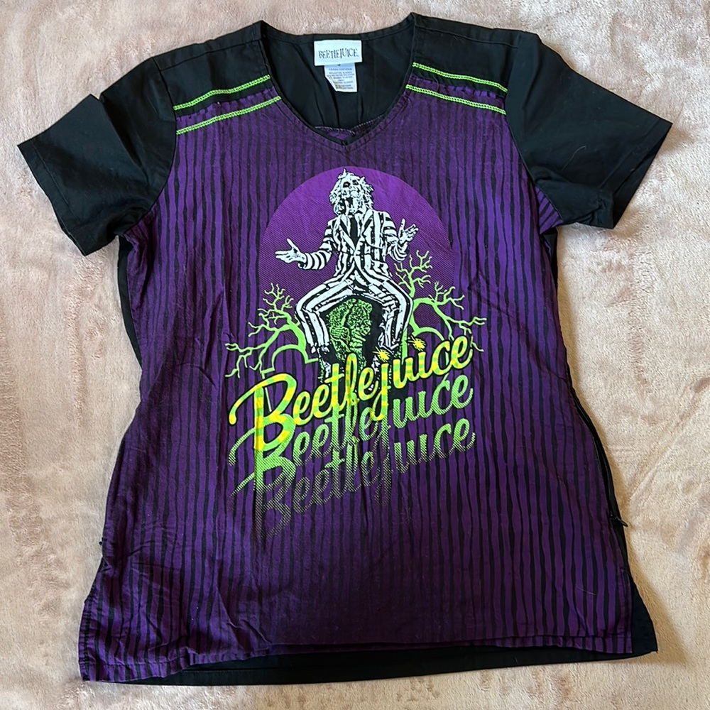 Beetlejuice Scrub Top